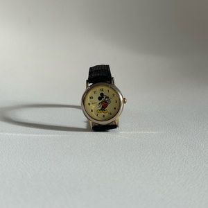 Mickey Mouse Vintage Watch Swiss Made 1970 Kreisler Geniune Lizard Band